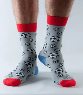 Mens Bambo Socks Doris & Dude Football Grey Blue/Red 7-11UK