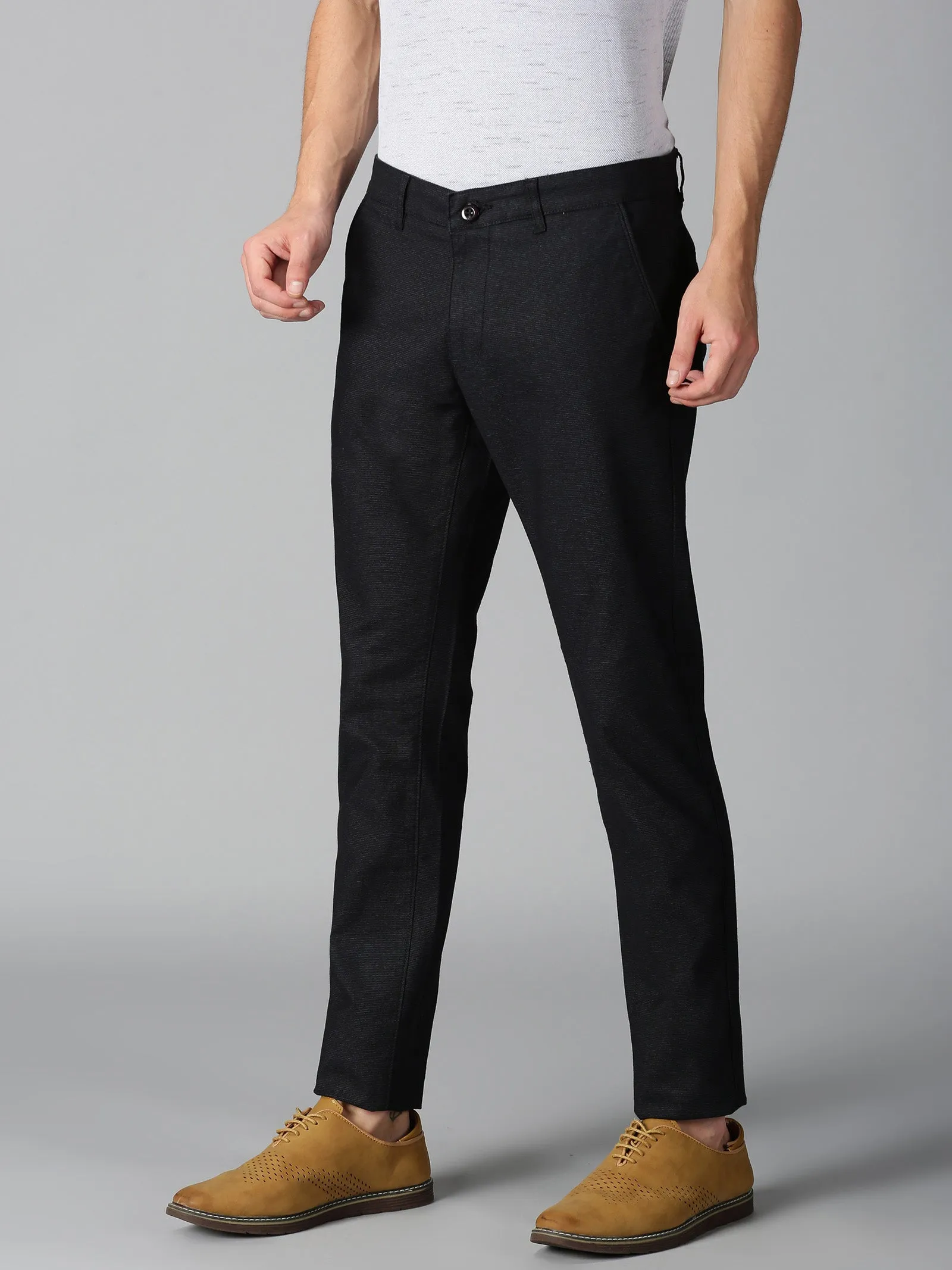 MEN'S BLACK SOLID SLIM FIT TROUSER