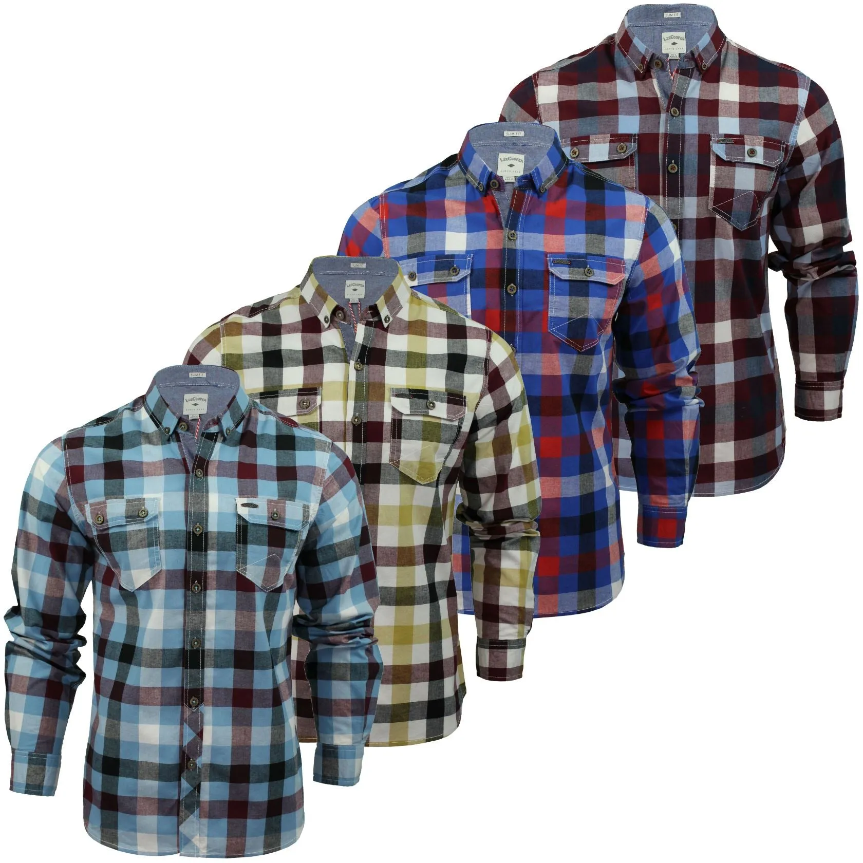 Mens Check Shirt by Lee Cooper 'Hadleigh' Long Sleeved