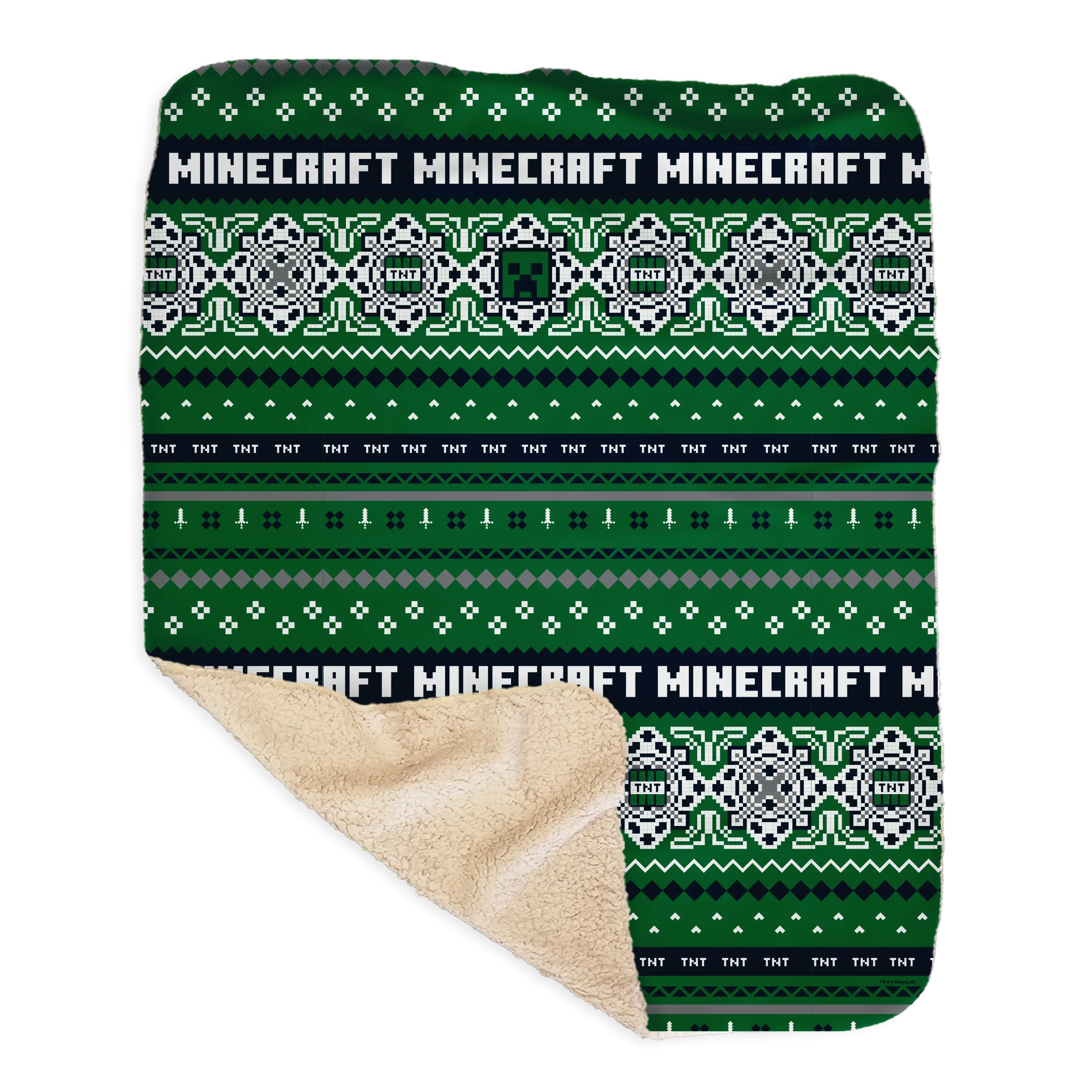 Minecraft Creeper Fairisle Sherpa Blanket