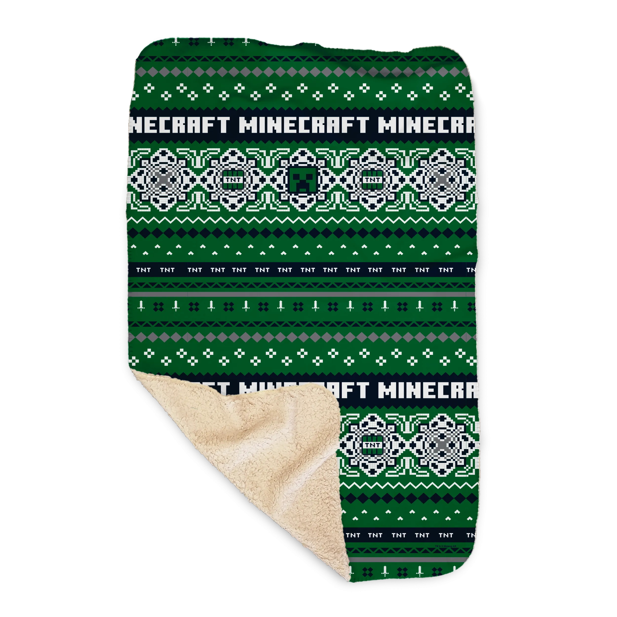 Minecraft Creeper Fairisle Sherpa Blanket