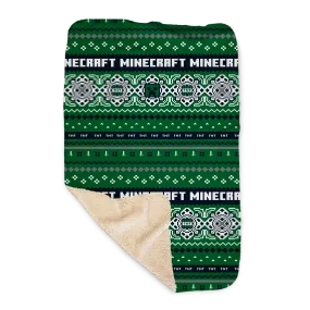 Minecraft Creeper Fairisle Sherpa Blanket