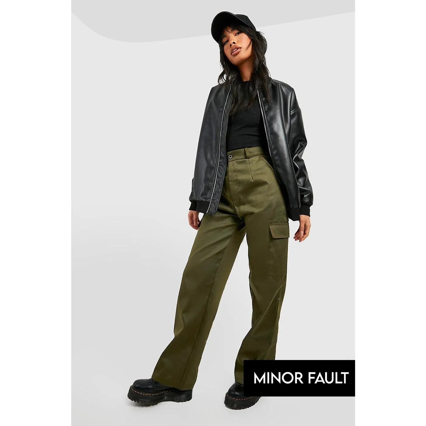 (Minor Fault) Khaki High Waisted Cargo Trousers