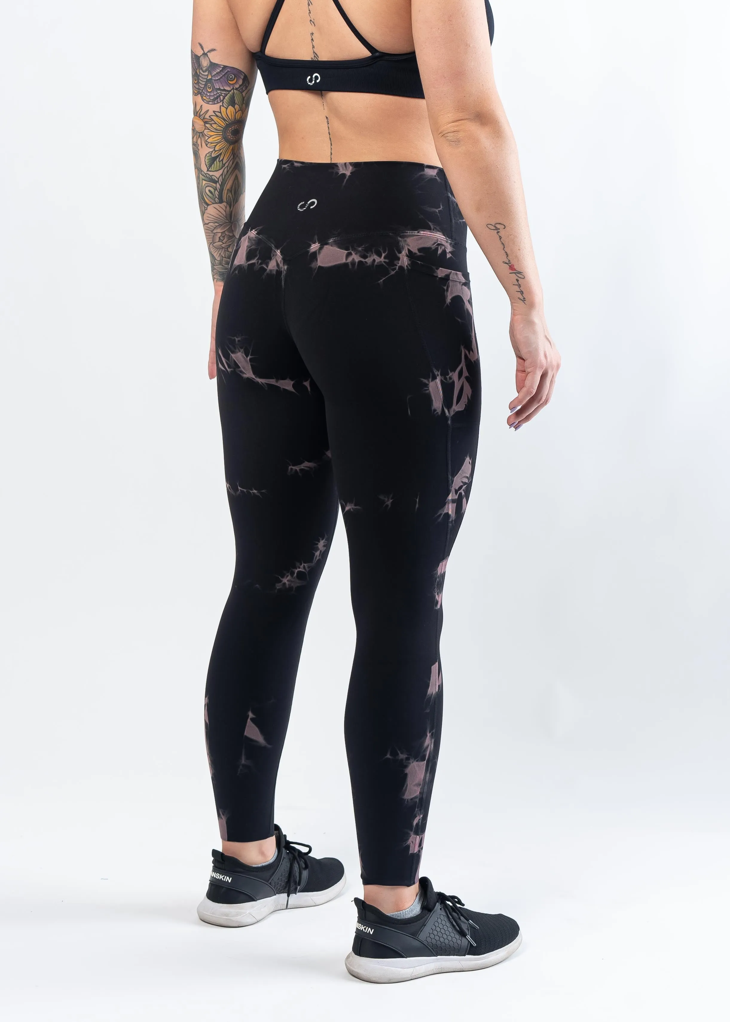 NKD Leggings With Pockets | Black & Pink Marble