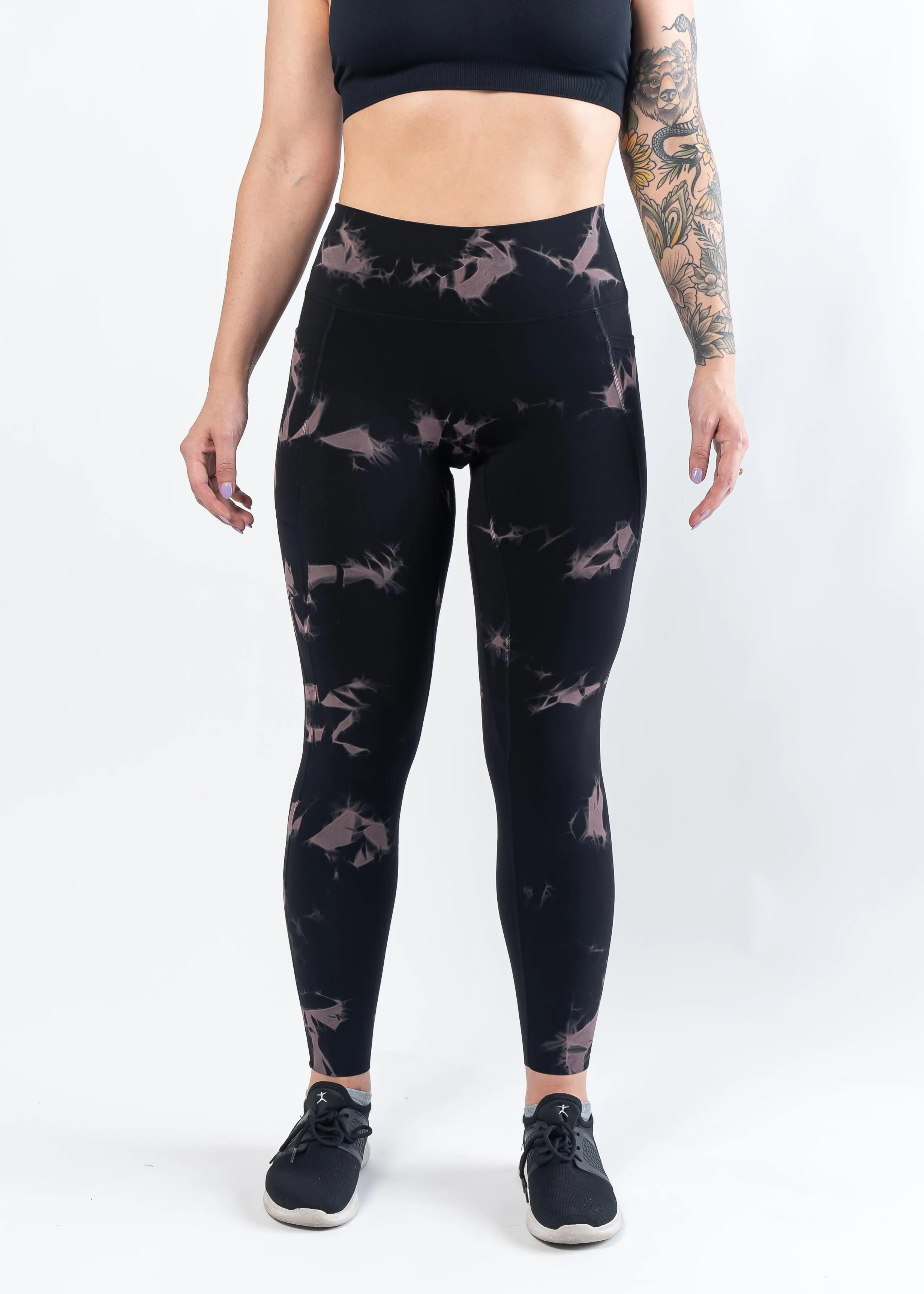 NKD Leggings With Pockets | Black & Pink Marble