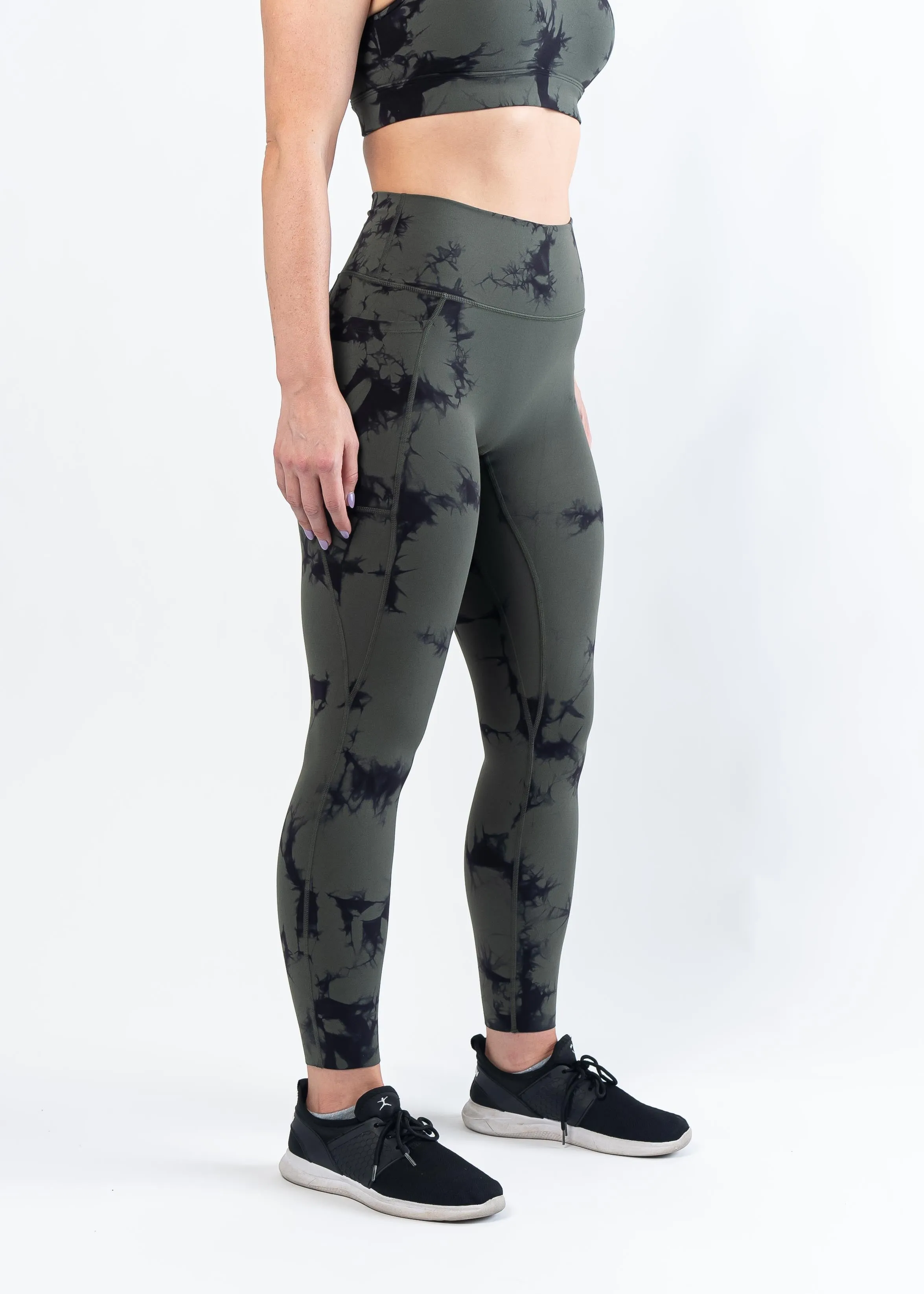 NKD Leggings With Pockets | Green & Black Marble