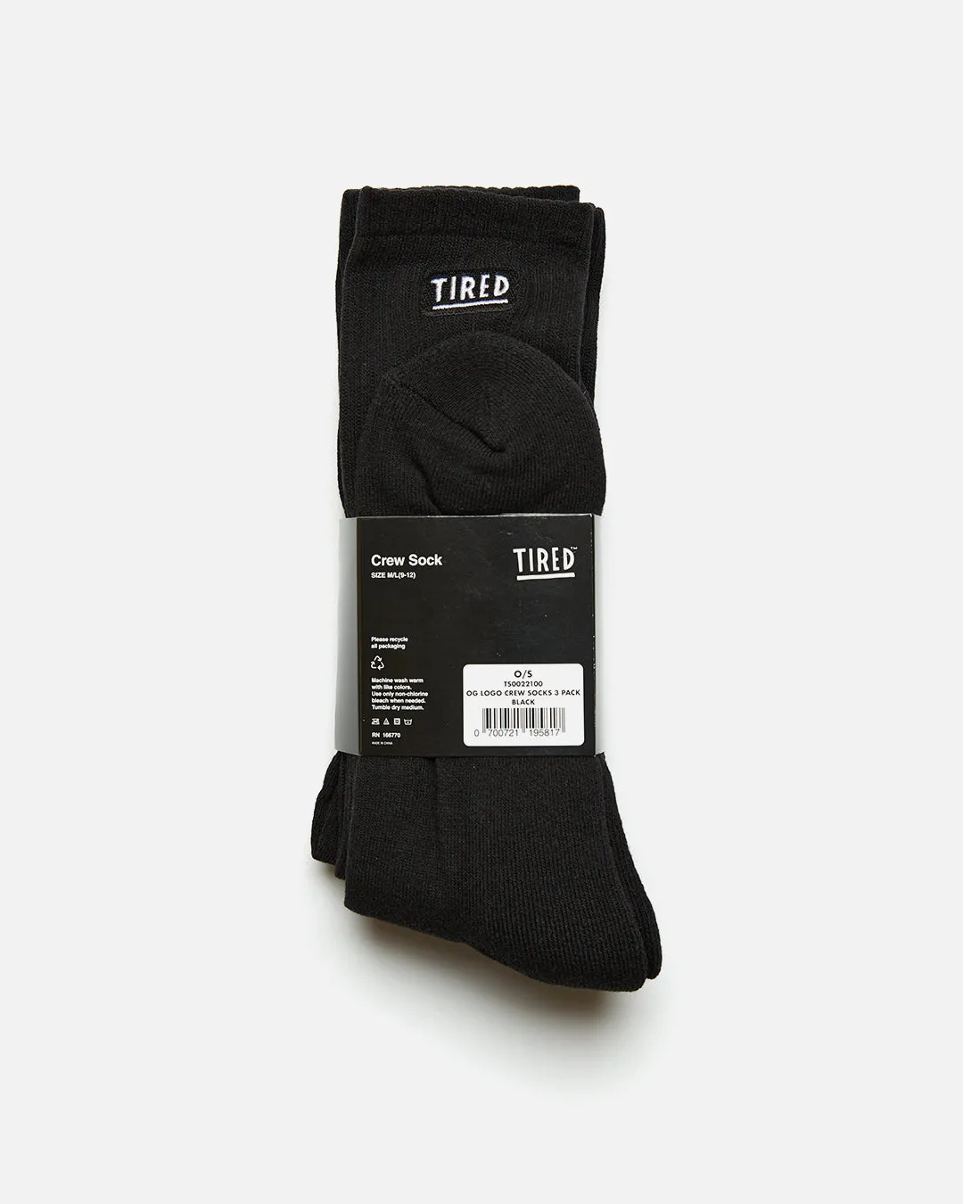 OG Logo Crew 3 Pack Socks - Black