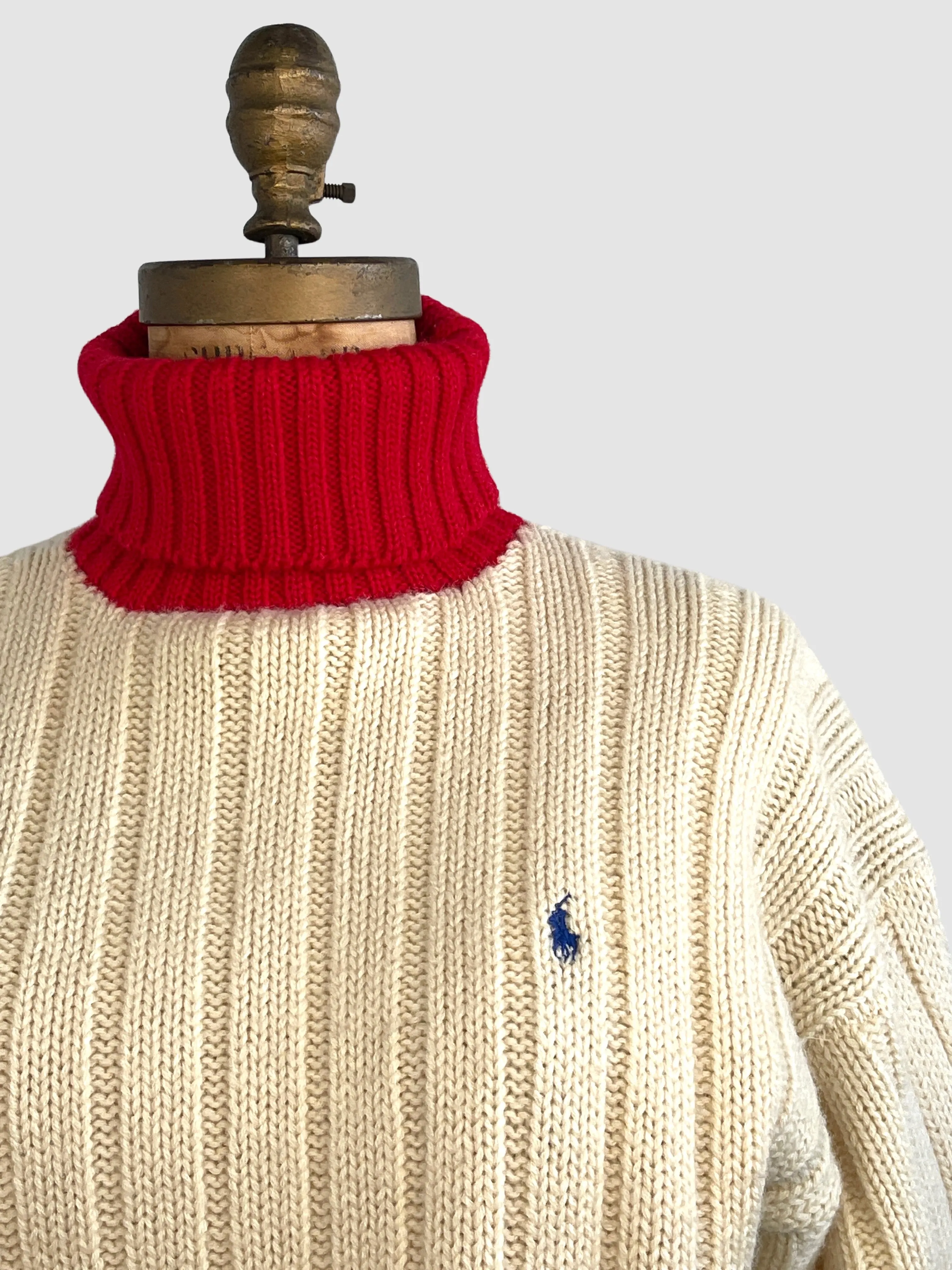 RALPH LAUREN 90s Pullover Chunky Knit Ribbed Sweater, Medium