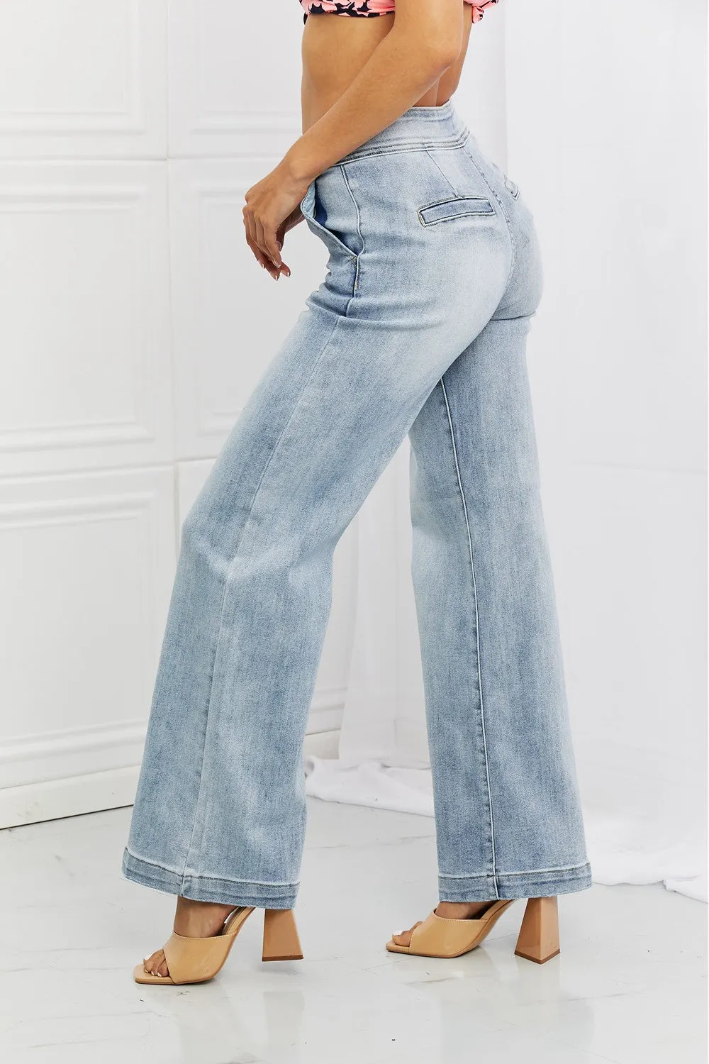 RISEN, Full Size Wide Flare Jeans