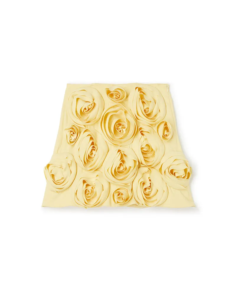 ROSE APPLIQUE YELLOW MINI SKIRT