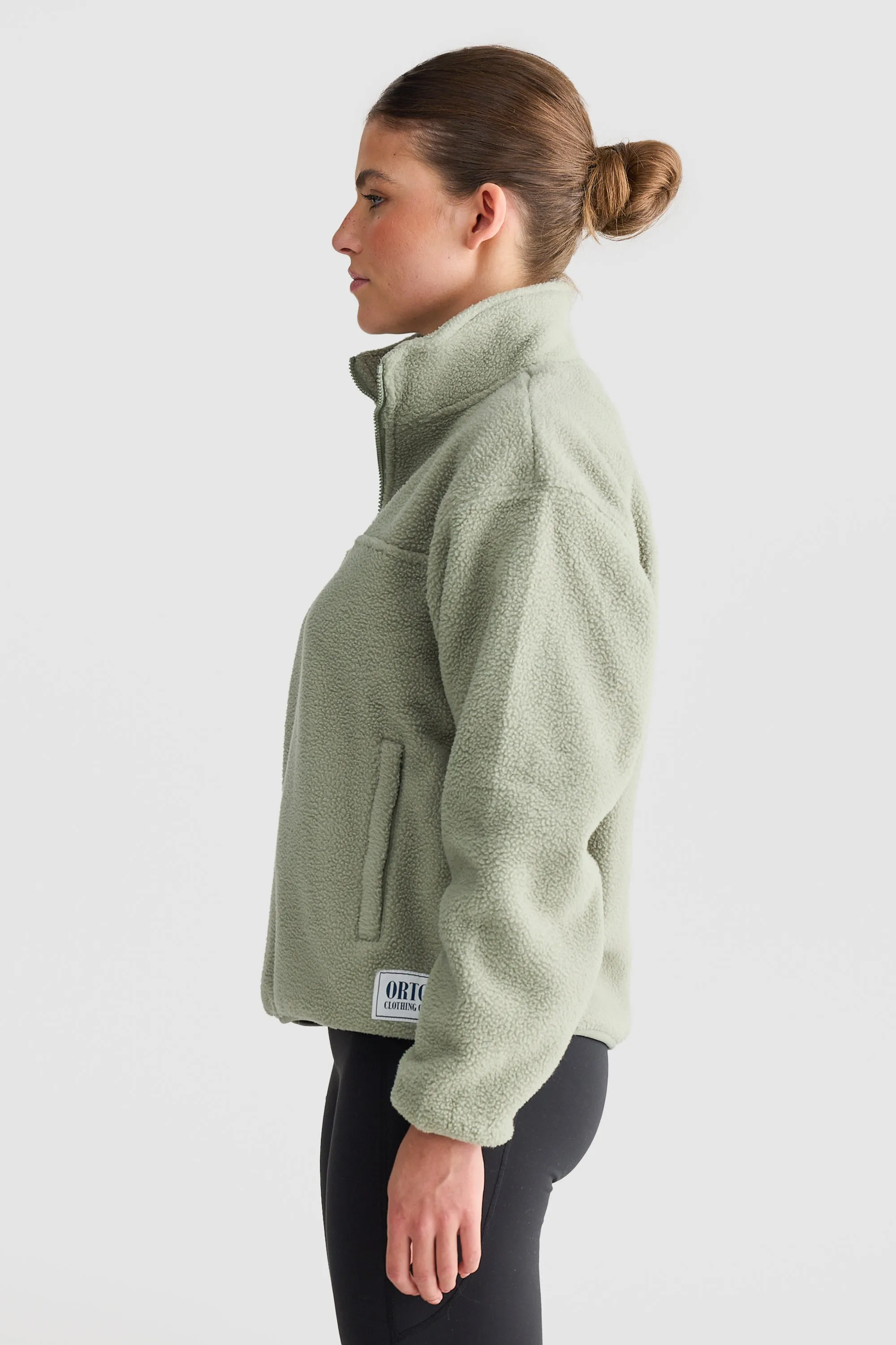 Sherpa Fleece Quarter Zip Dusty Olive