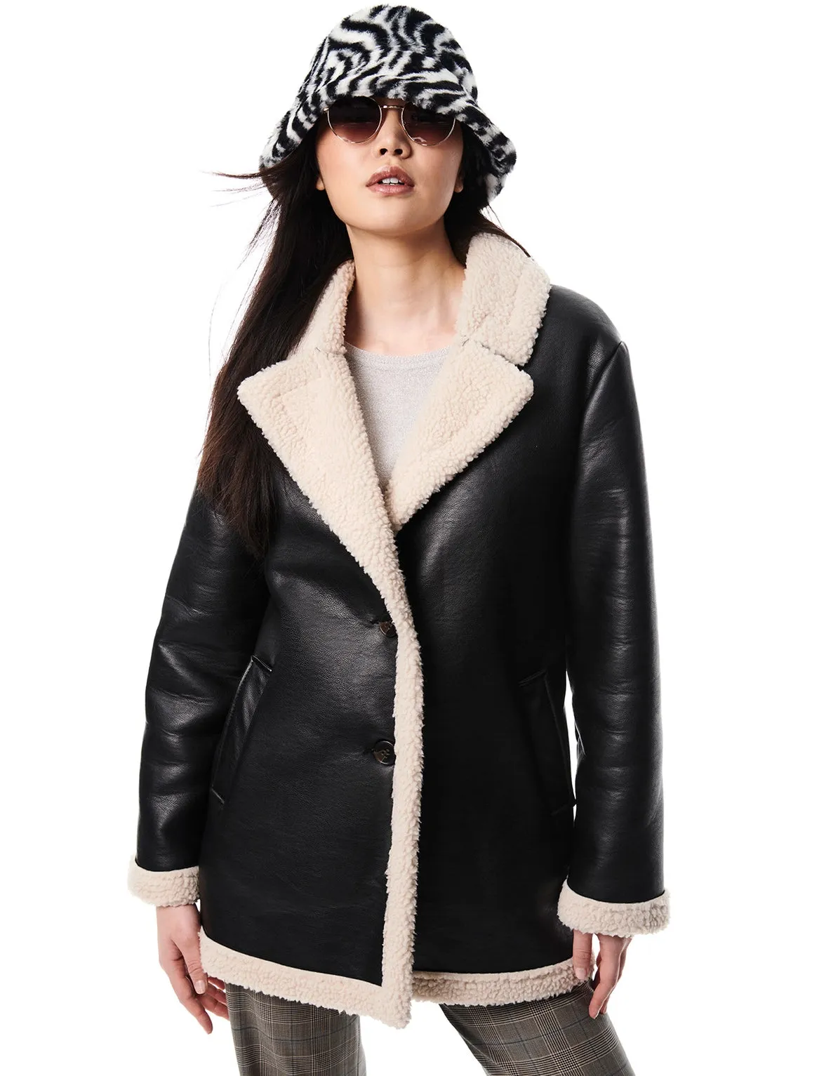 Sherpa Lined Faux Leather Jacket