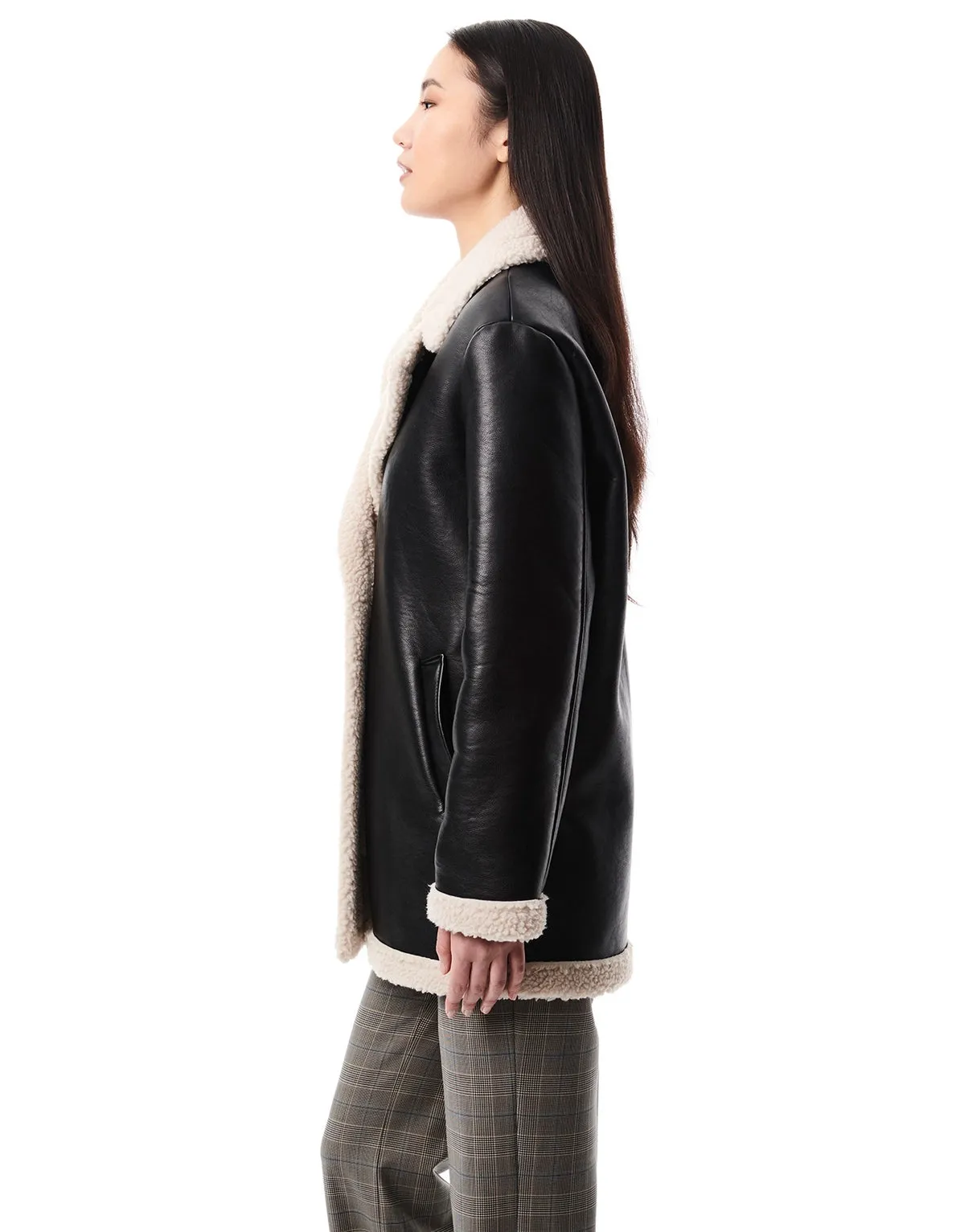 Sherpa Lined Faux Leather Jacket