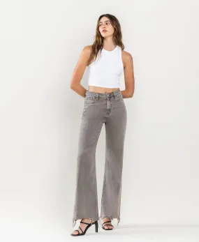 Smokey Olive - Super High Rise 90's Vintage Hem Detail Flare Jeans