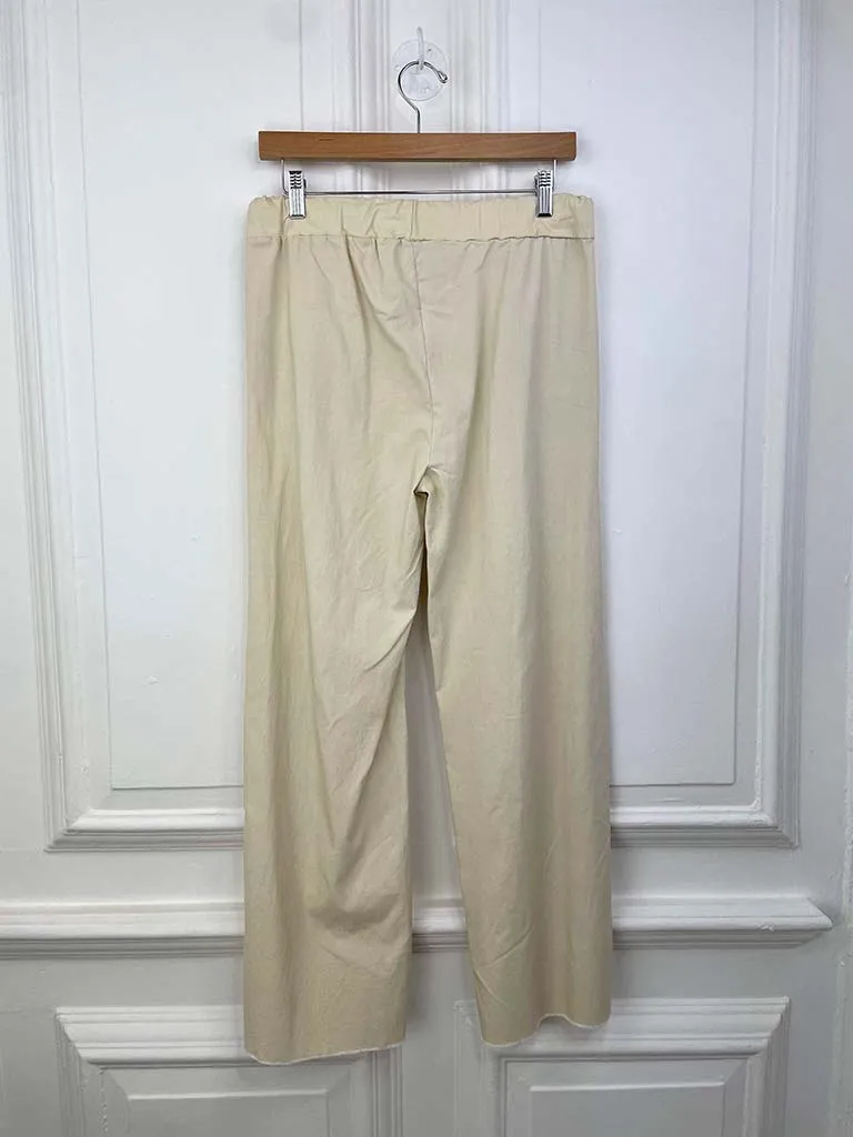 Straight Raw Edge Stretchy Trousers - Stone