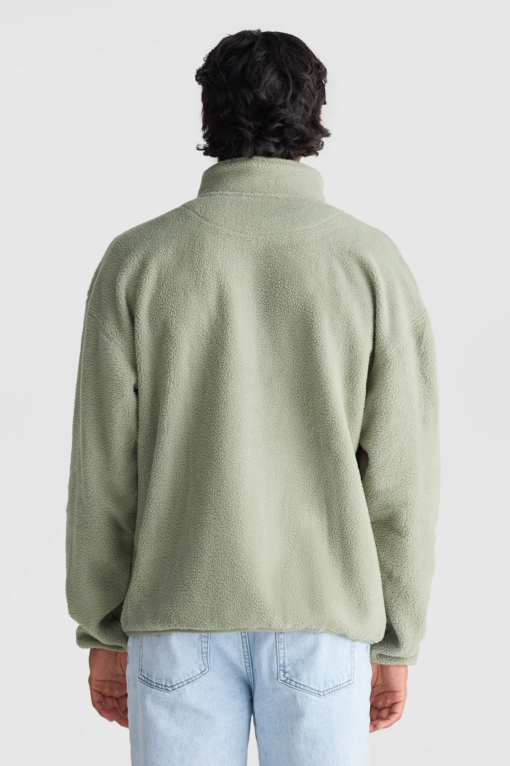 Unisex Sherpa Fleece Quarter Zip Dusty Olive