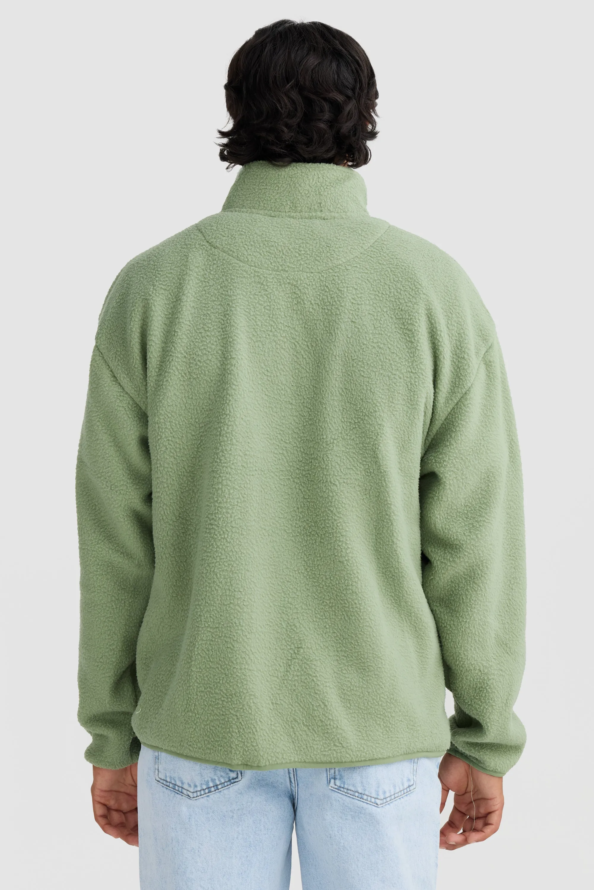 Unisex Sherpa Fleece Quarter Zip Olive