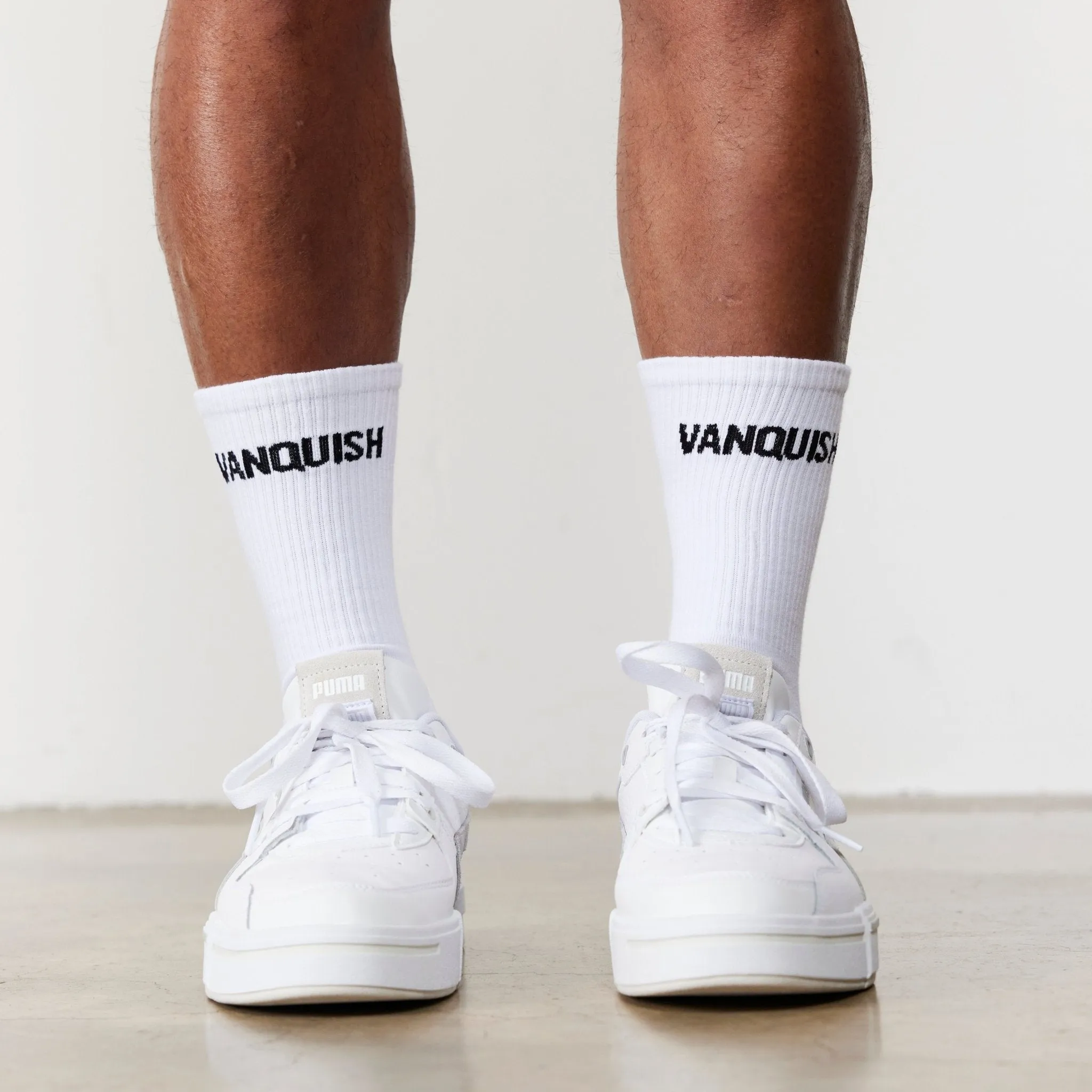 Vanquish White Front Logo Organic Socks