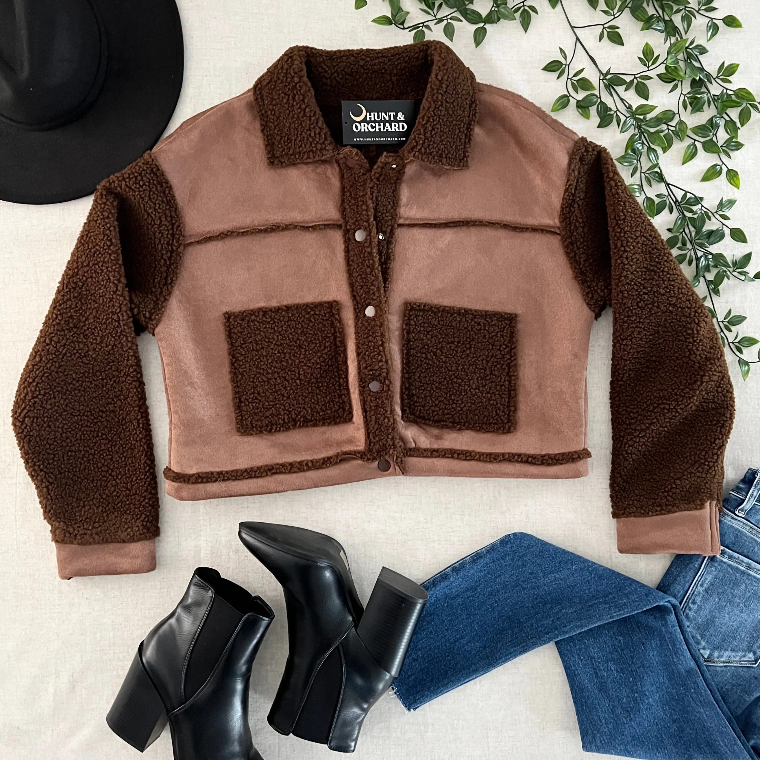 Vegan Shearling Sherpa Jacket - Cocoa