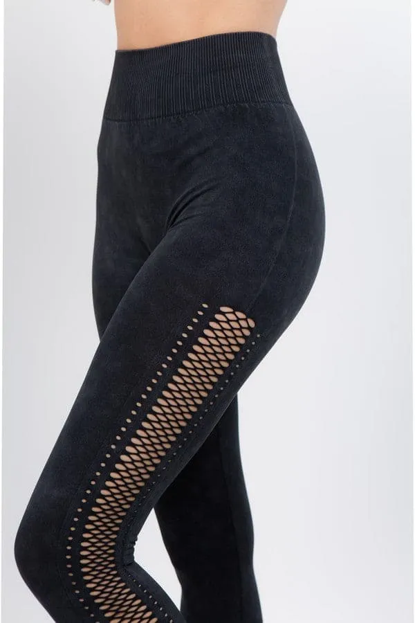 Vintage Side Mesh Capri Leggings