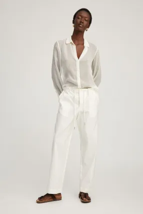 White Linen Drawstring Trousers